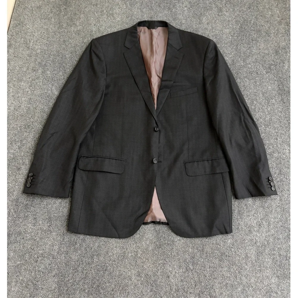 Ermenegildo Zegna Mens Charcoal Pinstripe Super 150s Wool Blazer Jacket 42R 36W